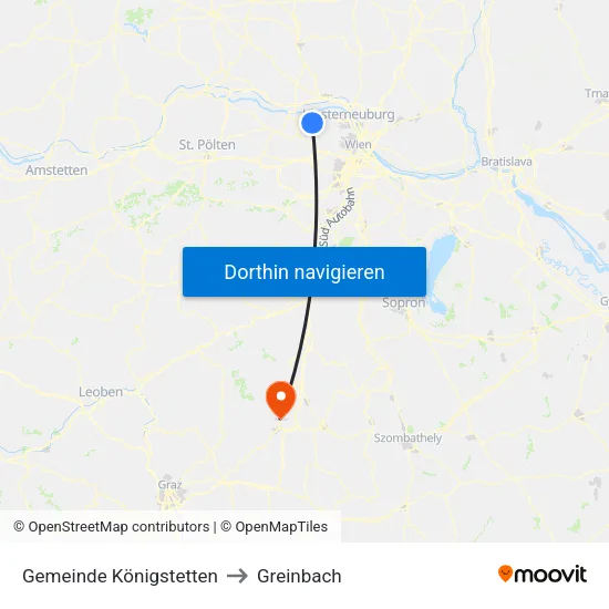 Gemeinde Königstetten to Greinbach map