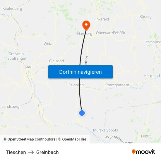 Tieschen to Greinbach map