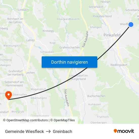 Gemeinde Wiesfleck to Greinbach map