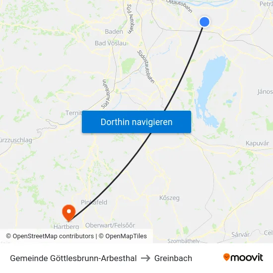 Gemeinde Göttlesbrunn-Arbesthal to Greinbach map