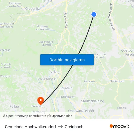 Gemeinde Hochwolkersdorf to Greinbach map