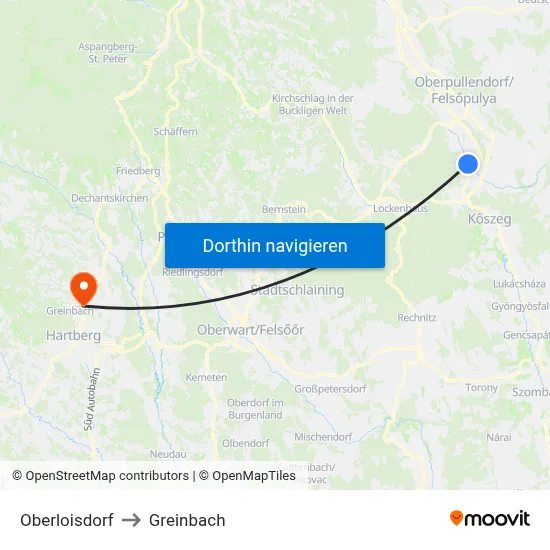 Oberloisdorf to Greinbach map