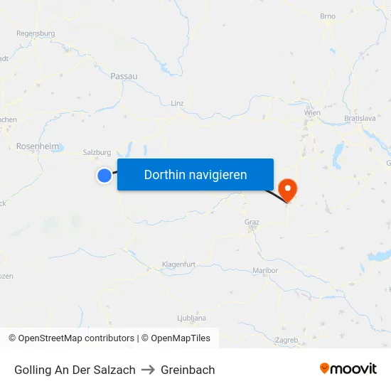 Golling An Der Salzach to Greinbach map