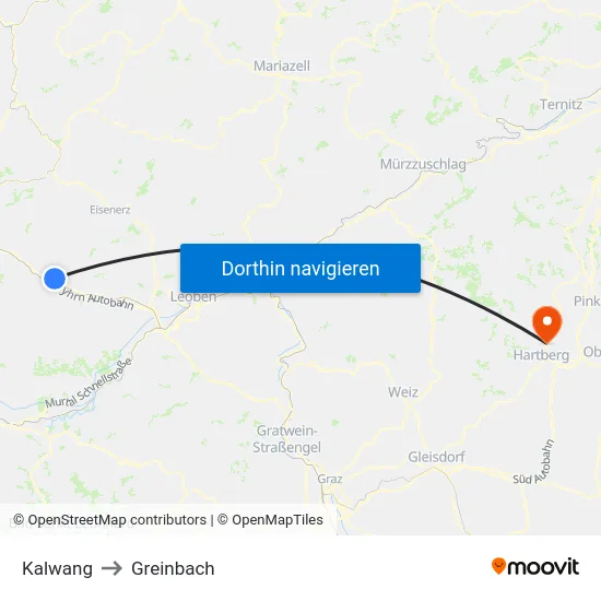 Kalwang to Greinbach map