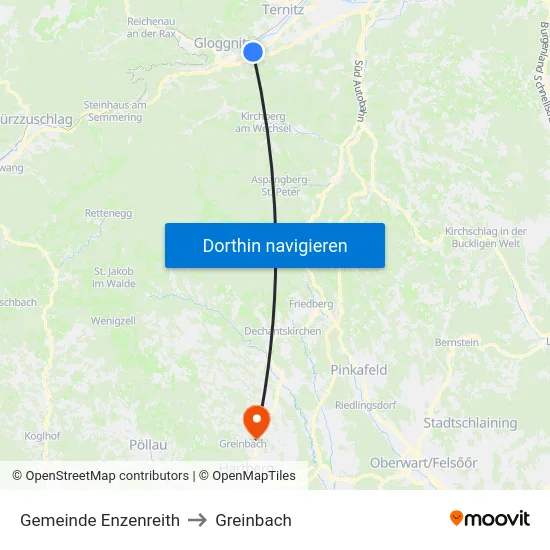 Gemeinde Enzenreith to Greinbach map