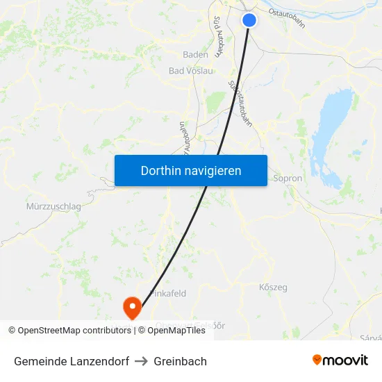 Gemeinde Lanzendorf to Greinbach map
