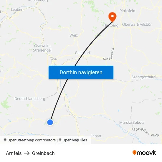 Arnfels to Greinbach map