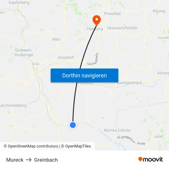 Mureck to Greinbach map