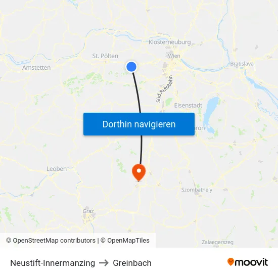 Neustift-Innermanzing to Greinbach map