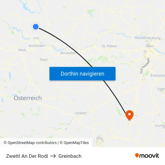 Zwettl An Der Rodl to Greinbach map