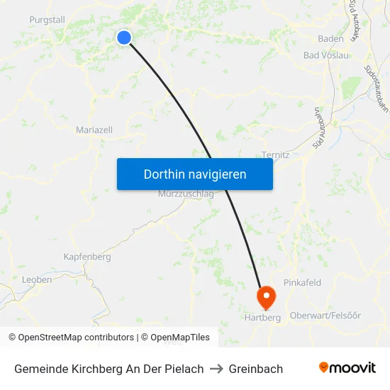 Gemeinde Kirchberg An Der Pielach to Greinbach map