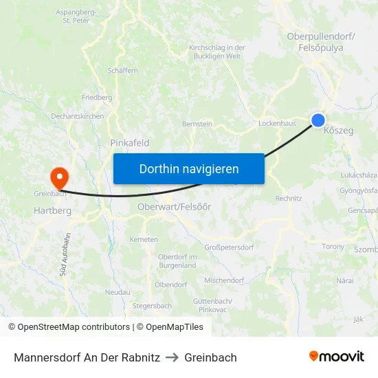 Mannersdorf An Der Rabnitz to Greinbach map