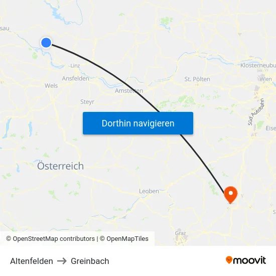 Altenfelden to Greinbach map