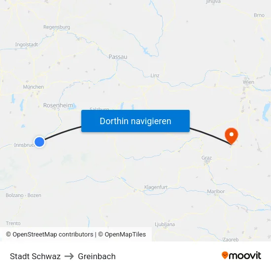 Stadt Schwaz to Greinbach map