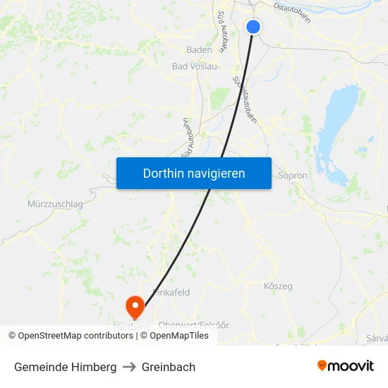 Gemeinde Himberg to Greinbach map