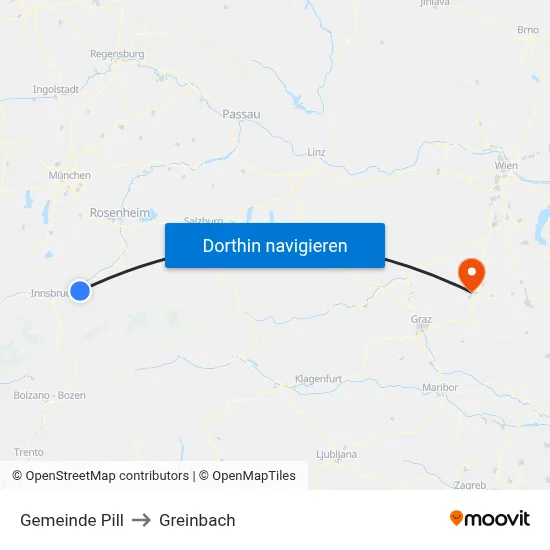 Gemeinde Pill to Greinbach map