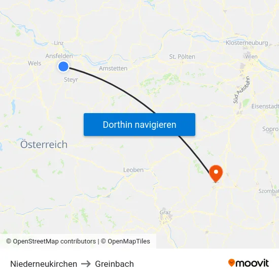 Niederneukirchen to Greinbach map