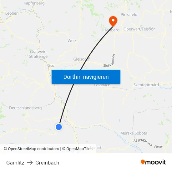 Gamlitz to Greinbach map