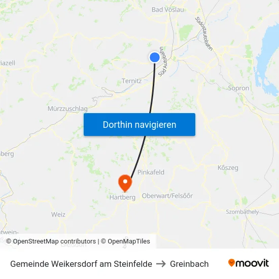 Gemeinde Weikersdorf am Steinfelde to Greinbach map
