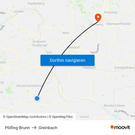 Pölfing-Brunn to Greinbach map