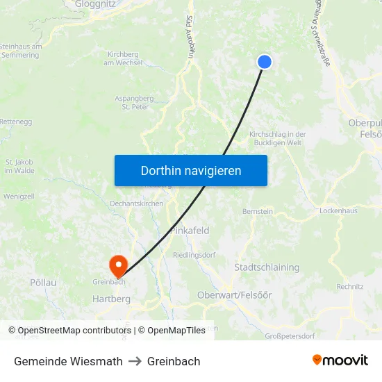 Gemeinde Wiesmath to Greinbach map