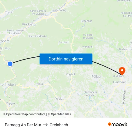 Pernegg An Der Mur to Greinbach map