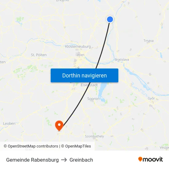 Gemeinde Rabensburg to Greinbach map