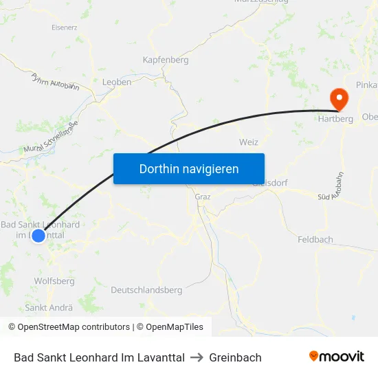 Bad Sankt Leonhard Im Lavanttal to Greinbach map