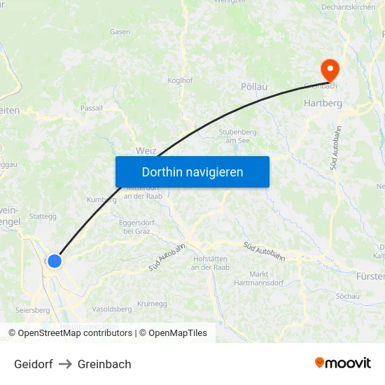 Geidorf to Greinbach map