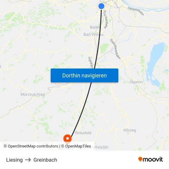 Liesing to Greinbach map