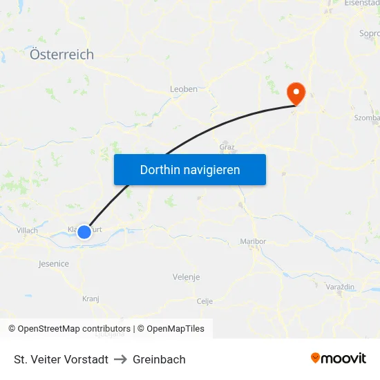 St. Veiter Vorstadt to Greinbach map