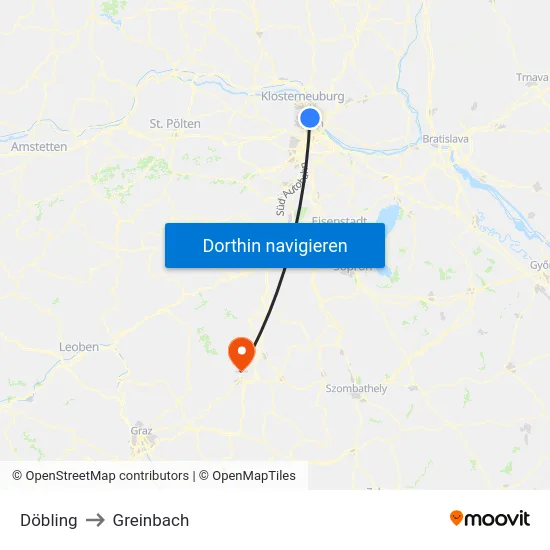 Döbling to Greinbach map