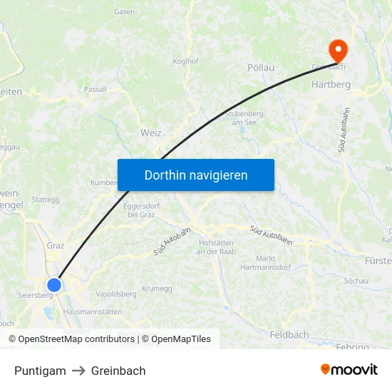 Puntigam to Greinbach map