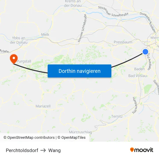 Perchtoldsdorf to Wang map