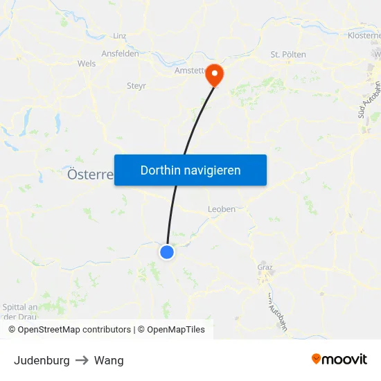 Judenburg to Wang map