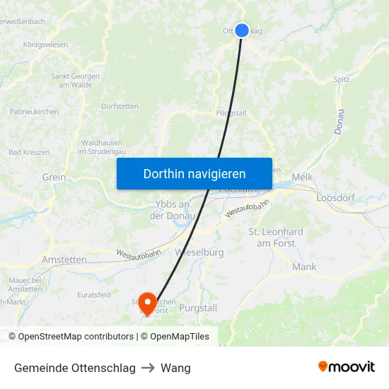 Gemeinde Ottenschlag to Wang map