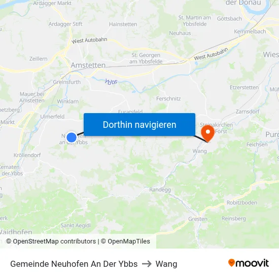 Gemeinde Neuhofen An Der Ybbs to Wang map