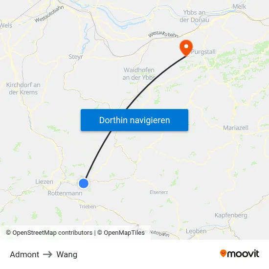 Admont to Wang map