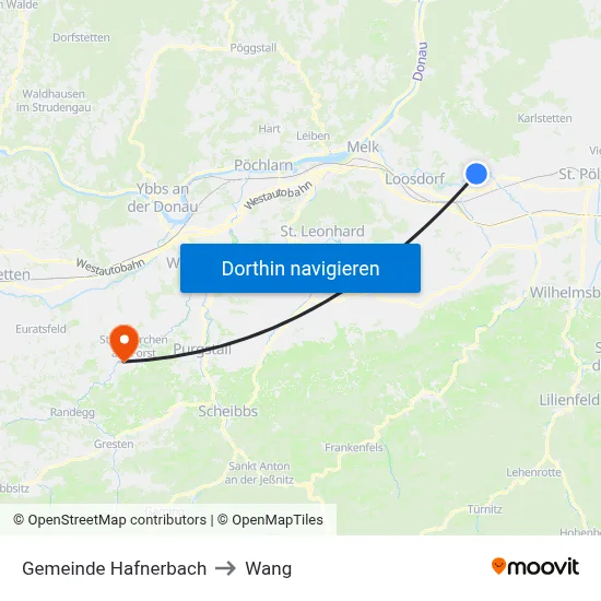 Gemeinde Hafnerbach to Wang map