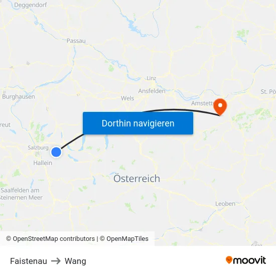 Faistenau to Wang map