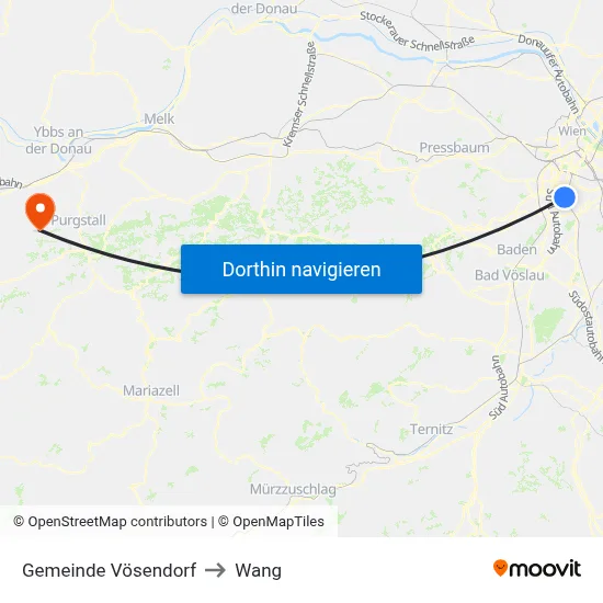 Gemeinde Vösendorf to Wang map