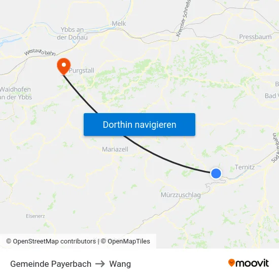 Gemeinde Payerbach to Wang map