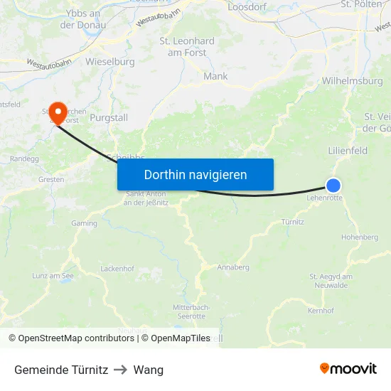 Gemeinde Türnitz to Wang map