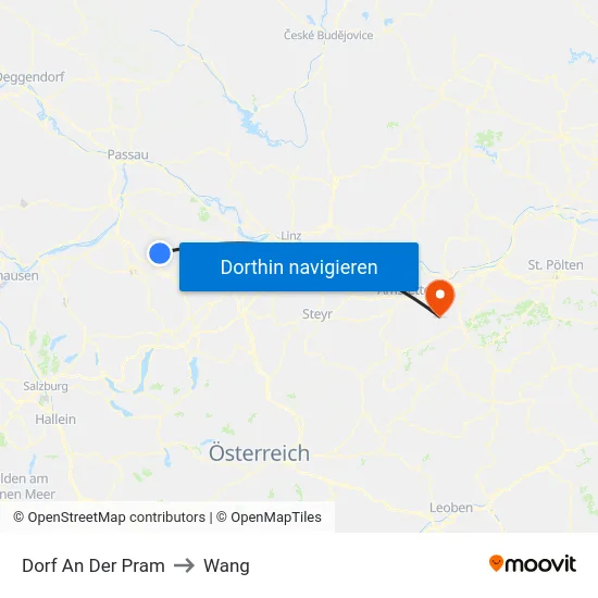 Dorf An Der Pram to Wang map
