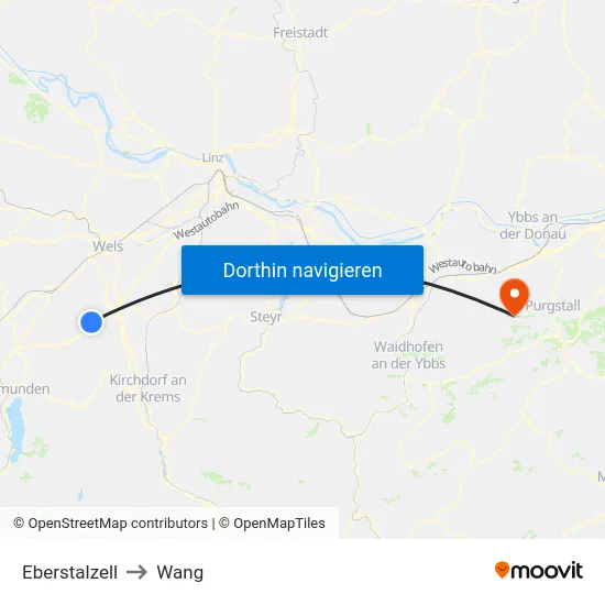 Eberstalzell to Wang map