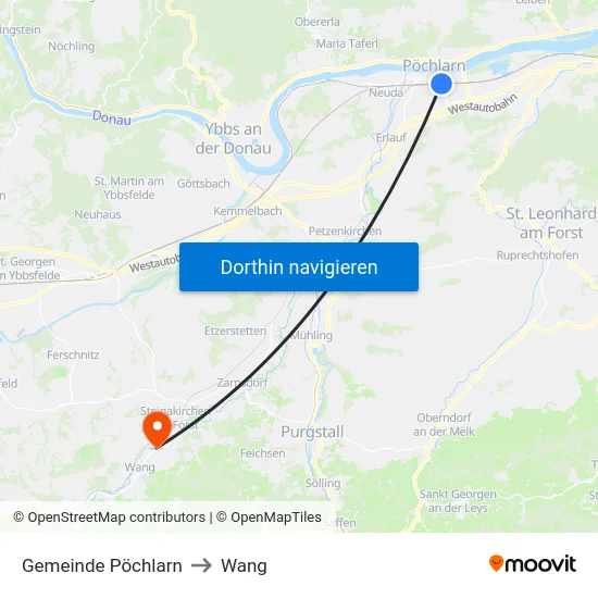 Gemeinde Pöchlarn to Wang map