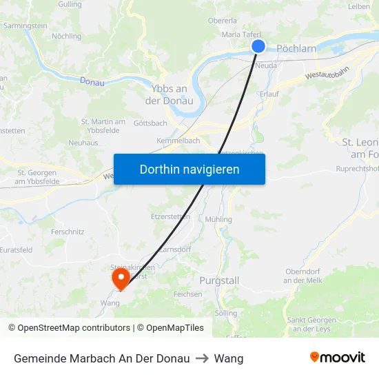 Gemeinde Marbach An Der Donau to Wang map
