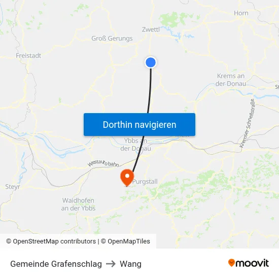 Gemeinde Grafenschlag to Wang map