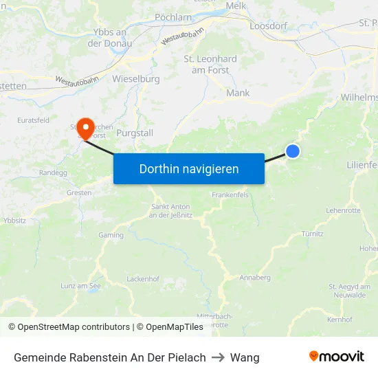 Gemeinde Rabenstein An Der Pielach to Wang map