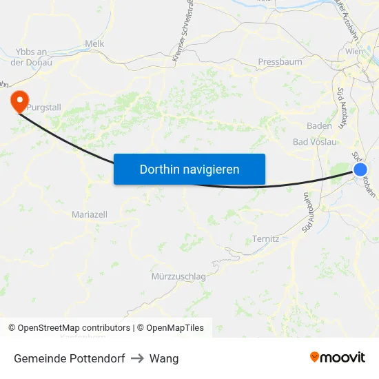 Gemeinde Pottendorf to Wang map